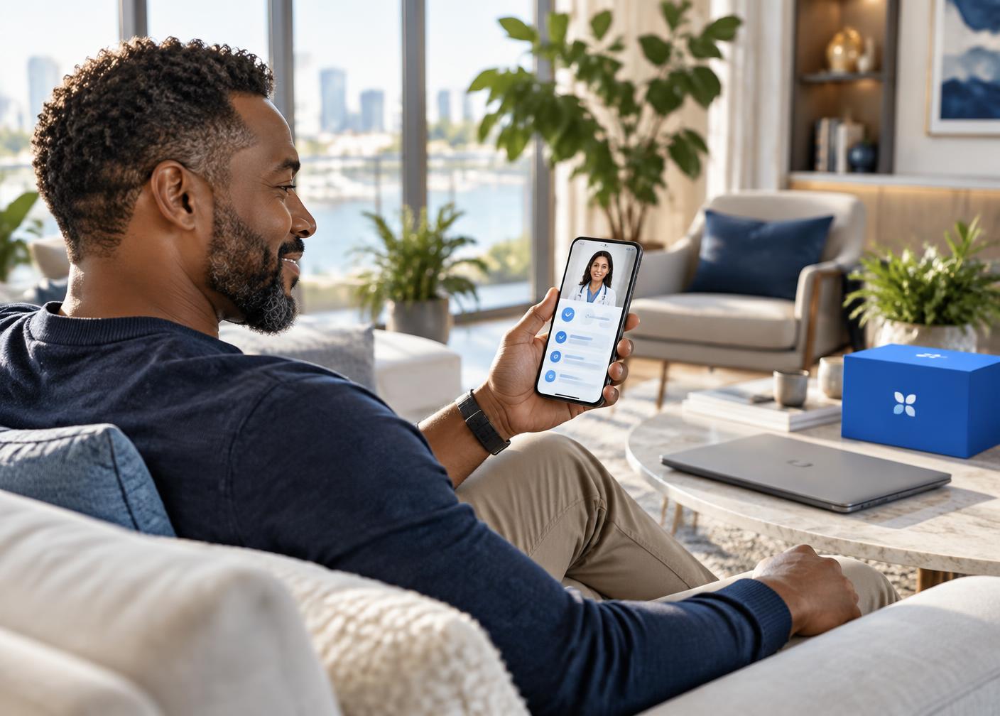 A member using AventraMD for a secure digital care visit